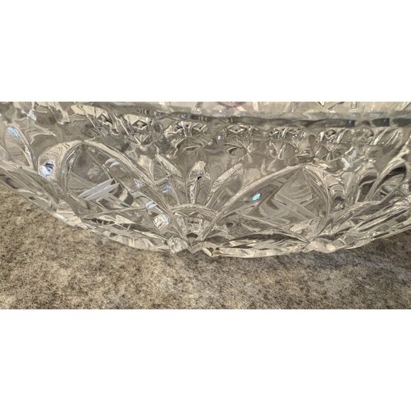 Vintage Poedbrady Bohemian Crystal 8point Star Pinwheel Design oval Boat Shape B - Picture 5 of 7